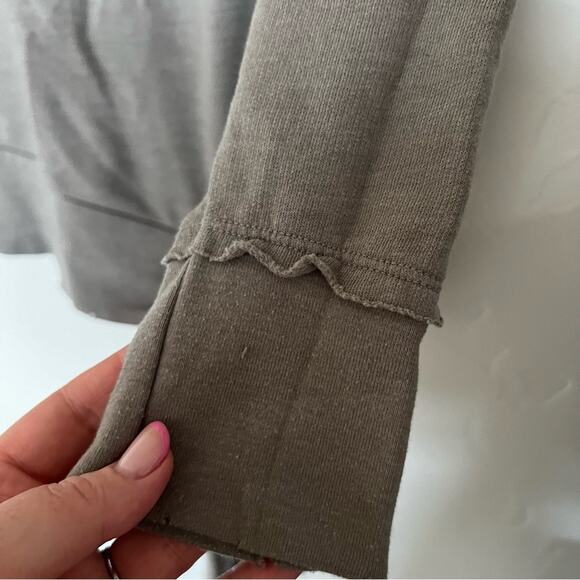 ABOUND Olive/Khaki Green Heathered TIE HIP Cotton Distressed SWEATSHIRT size L - Picture 7 of 16